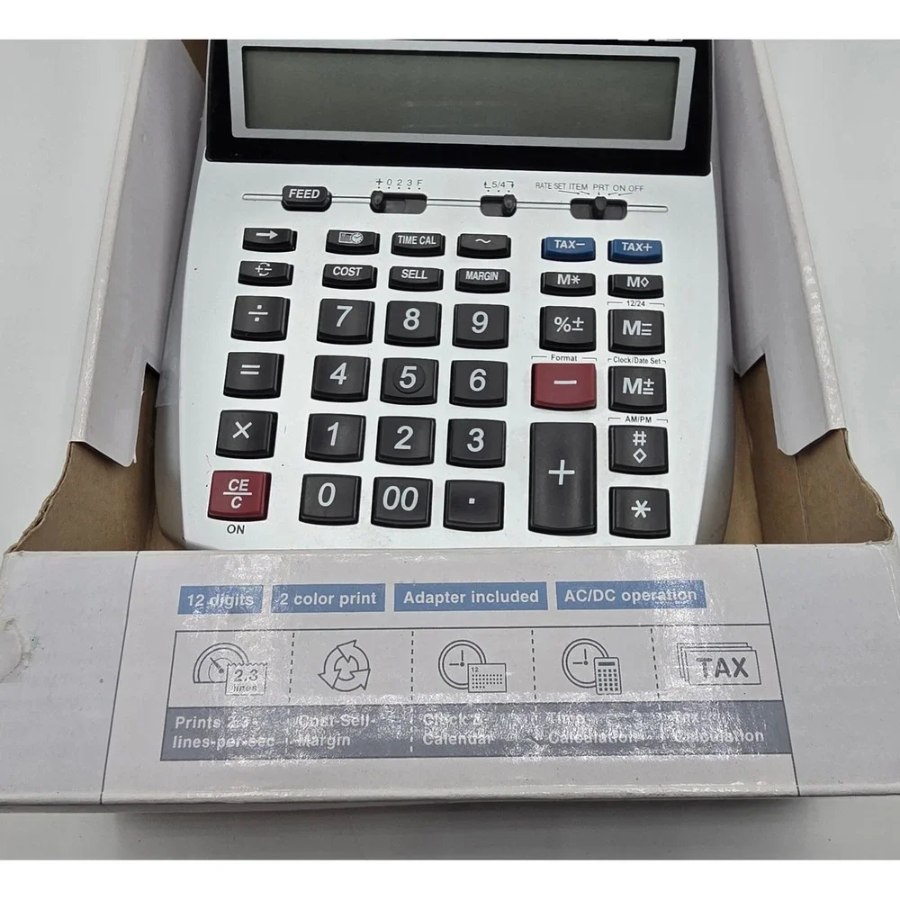 Canon P23-DH V Mini Desktop Printing Calculator 12-Digit 2-Color Print Silver